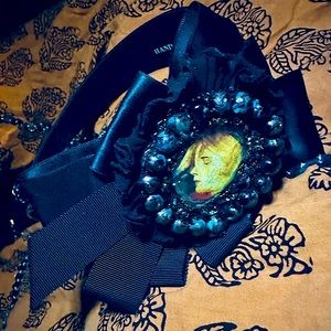 ARTIST handmade Victorian Black Kurt Cobain Cameo Mourning Headband